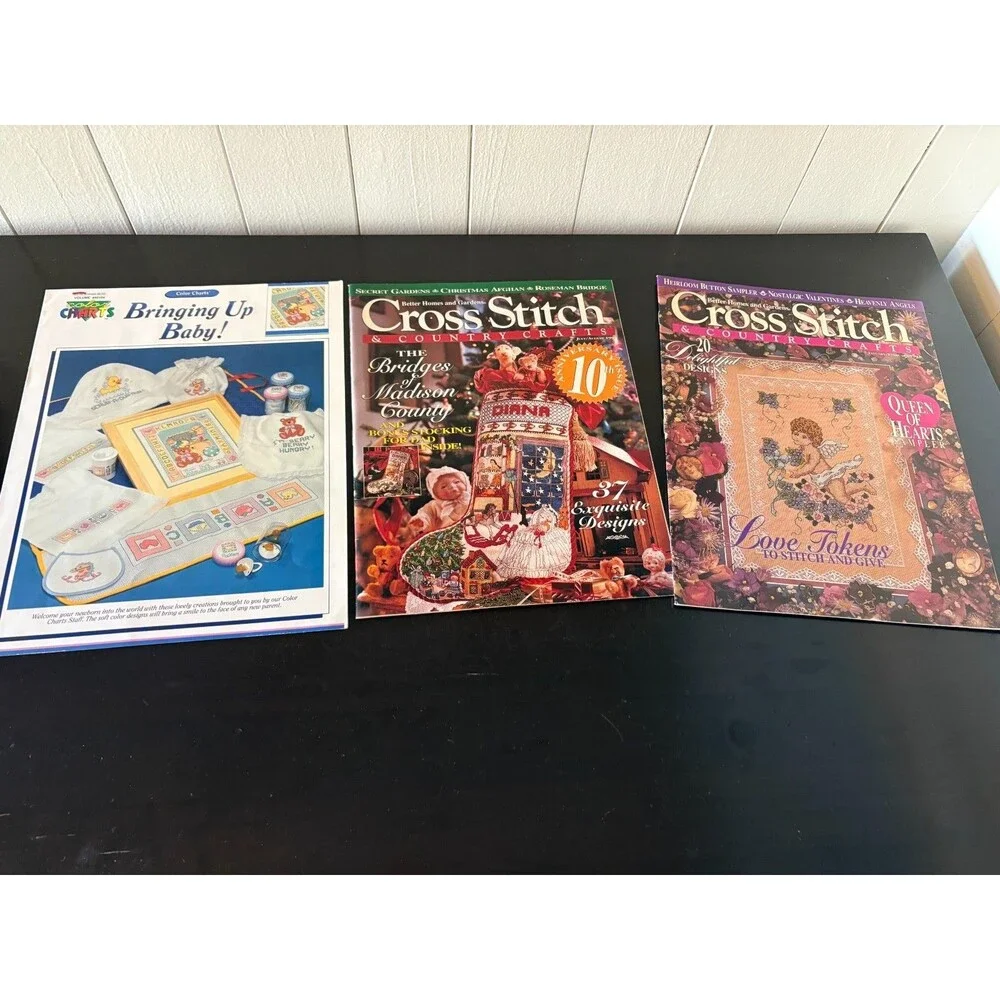 Vintage 1990s Cross Stitch Pattern Booklets Magazines Lot of 18 Needlework